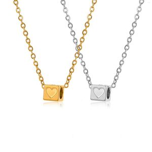 Pendant Necklaces Cute 6mm Square Gold Heart Charms Link Chain Love Necklace Valentine's Day Gifts Fashion Stainless Steel Women Jewelry