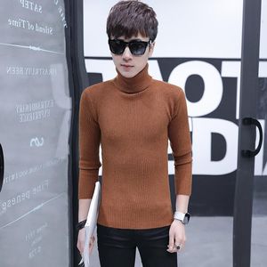 Camiscedores masculinos gola alta 2023 Classic Simplicity Pullover suéter Men listrado mangas compridas