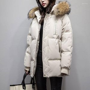 Women's Trench Coats Fur Hooded Jacket Female Loose Parka Outerwear Snow Wear Women Winter Cotton Thicken Short Coat Puffer Warm