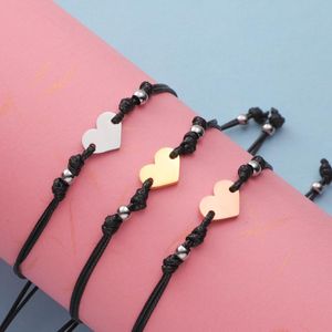 Pulseiras de link cadeia rumnvnty 10pcs feita à mão tecido europeu e americano criativo aço inoxidável em forma de coração BraceletLink trançado