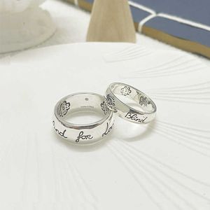 2023 New Luxury High Quality Fashion Jewelry for silver flower bird couple wide and narrow version ring BLING for love