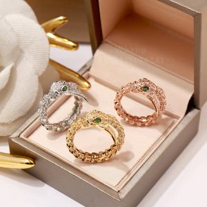 Buigari Snake Head Series Designer Ring for Woman Gold Plated 18k Storlek 6 7 8 Officiella reproduktioner Lyxmodelsmycken Jubileumsgåva 057