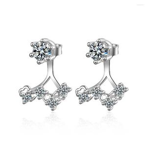 Stud Küpe Moda Çiçek Düğün Markası Kadınlar 925 STERLING Gümüş Clear CZ Zirkonia Kristal Yıl Toptan