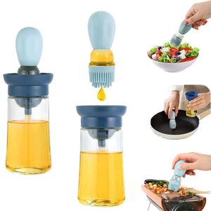 Spice Tools New Oil Spray Bottle With Silicone Brush 2 In 1 Dropper Measuring Oil Dispenser Bottle For Kitchen Baking BBQ Grill Pastry Brushes