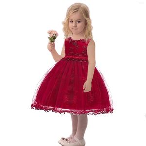 Vestidos de menina que vendem vestido de festa de garotas 2t-10t renda de renda formal Flor Tulle Flor para casamentos vestidos de baile sem mangas