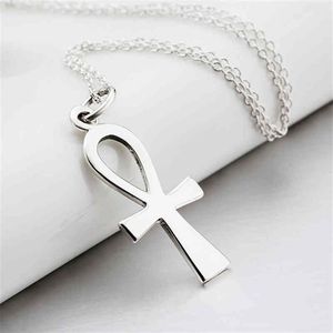 925 Sterling Silver Plated Egyptian Ankh Cross Collane con ciondolo Gioielli di moda Collana con collare Regali di Natale per le donne Gnx8769275h