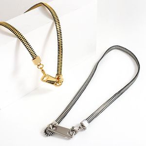 Pendant Necklaces Flashbuy Vintage Stainless Steel Chain Zipper Necklace For Women Men Statement Black Gold Silver Color Hip Hop JewelryPend