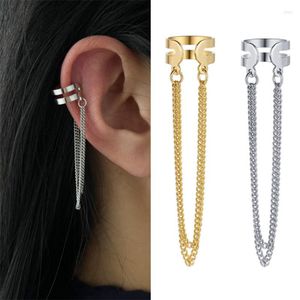 Stud Earrings 2023 Long Tassel Chain Clip For Women Men Creative Hip Hop Non-Piercing Fake Cartilage Ear Cuff Fashion Jewelry