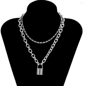 Pendant Necklaces Lock Necklace For Women Men Punk Cuban Link Chain Padlock Choker Statement Gothic Collier Femme Fashion Jewerly