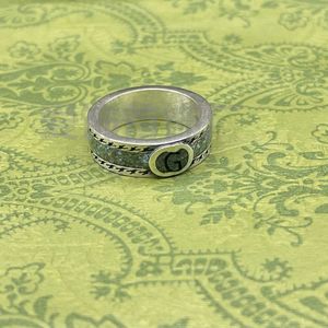 % 80 indirim 2023 yeni lüks yüksek kaliteli moda mücevher, yeni sterling gümüş için kullanılmış açık yeşil emaye birbirine kenetlenen erkek ve kadın çift yüzüğü