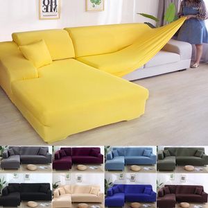 Chair Covers Solid Color Corner Sofa Cover Elastic Material Cushion Fabric Full Home Textile Recliner L-Shaped Armchair