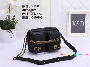 Женщины CC Double Zip Pocket Camera Bag Channel Chain Сумочка Портмоне Холст Натуральный ремешок мини-клатч Роскошный дизайнер Классическая сумка через плечо Cosure