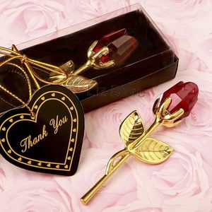 Decorazioni per matrimoni Fiore di cristallo a gambo lungo San Valentino Festa della mamma Rosa con confezione regalo Festa per gli ospiti di nozze Regali di ringraziamento Rose TH0772