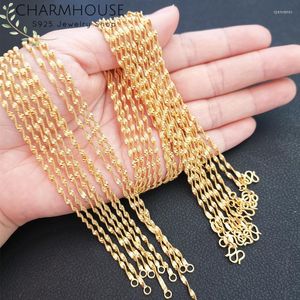 Chains Charmhouse Yellow Gold GP Chain Necklaces For Women 18 Inch Waterwave Necklace Collier Choker Wedding Bridal Jewelry Gifts