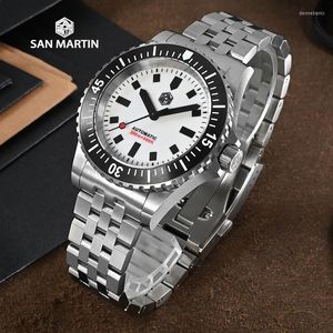 Armbanduhren San Martin 40mm Armband Herren Automatische mechanische Uhr Miyota 8215 Tauchen Saphir Zubehör Edelstahl