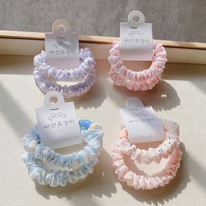 2st/set satin Silk Ribbon Flower Scrunchies Elastic Hair Bands New Women Girls Hair Accessories Ponytail Holder Hair Ties Rope 1836