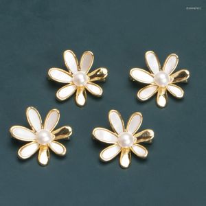 Stud Earrings Icnway Natural White 6-6.5mm Freshwater Pearl 14kgp Brooch Silver And Golden Color Wholesale