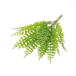 Decorative Flowers 2pcs 18 Branches Simulated Plant Green Potted Small Bonsai Partition Plastic Fake Grass Flower Leaf