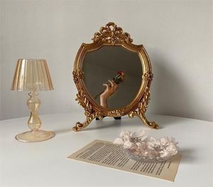 Cutelife ins grote ronde hars make -up spiegel vintage woonkamer huis decoratieve tafel spiegel spiegel slaapkamer staande spiegel 2207038430