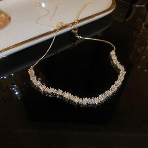 Braccialetti con ciondoli Bracciale placcato in oro con zirconi con strass di moda elegante coreana per gioielli da donna regolabili per feste di nozze