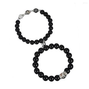 Strand 2Pcs Magnetic Couple Bracelets Natural Stone Beads Bracelet Set For Men Women Lover Friend Friendship Magnet Heart Jewelry Gift