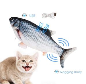 2021 PET Soft Electronic Fish Shape Cat Toy Electric USB Symulacja Ładowanie rybne zabawne koty żucie gry prezenty 2560751