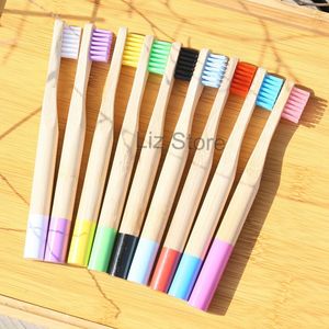 Children Bamboo Toothbrush Kids Round Colorful Handle Toothbrushes Travel Camping Portable Nylon Bristles Toothbrush With Box TH0804