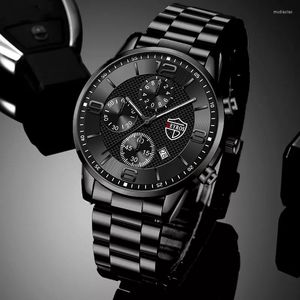 Orologi da polso Luxury Mens Sport Orologi casual per uomo Moda Acciaio inossidabile Calendario Orologio da polso al quarzo Uomo Data Orologio luminoso in pelle