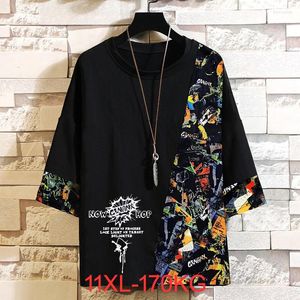 Мужские рубашки T Plus Super Size Tide Brother Spring Summer Loble Round Sheam Funct Fort Толкая мужская одежда 10xl 11xl 9xl Большой