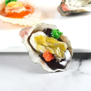 Keychains Simulation Food Barbecue Key Chain Oyster Scallop Model Keychain Aquatic Seafood Decoration Ornament Toys Små presentsmycken