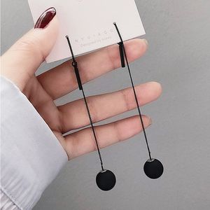 Long Tassels Black Joker Contracted Metal Ball Drop Earrings Women Temperament Weddings Jewelry Gift