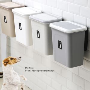 Waste Bins Sink Hanging Dustbin With Cover 3color Push Lid Suction For Cabinet Wall Hanging Bathroom Kitchen Food Garbage Trash Can TSLM1 230306