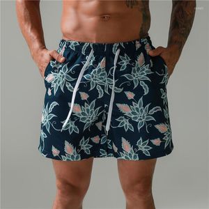 Herr shorts mens bräde lösa kausala byxor tryckt ficka snabb torr andas strand simning badkläder surf bikini stammar