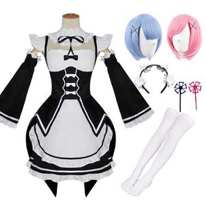 Anime kostymer anime re liv i en annan värld än noll ramrem cosplay kommer maid outfit halloween come maid servant klänning z0301