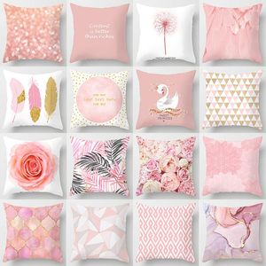 Pillow Pink Feather Cover Decorative Home Decor Sofa Living Room Pillowcase For Pillowcover Coussin Cojines