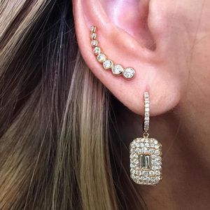 Hoop Earrings & Huggie Jewelry Light Plate Full CZ Earring For Women Shiny Rhinestone Dangle Square Earing Girl Wedding Boho 2023Hoop