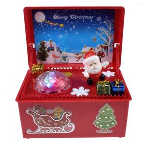 Julekorationer Mini Electric Santa Claus Xmas Tree Snowman Diy Music Box With Lights Toys For Children Gifts Red