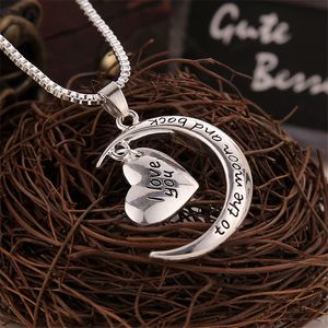 I love you Lovers Letters Moon Necklace Designer Woman Mens Necklace South American Heart Pendant Silver Chain Man Necklaces Fashion Jewelry Valentines Day Gift