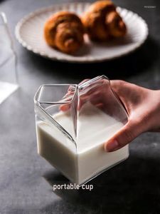 Wine Glasses Glass Milk Square Cup Box Microwave Available Household Creative Water Coffee Breakfast Cups Tableware Decanter