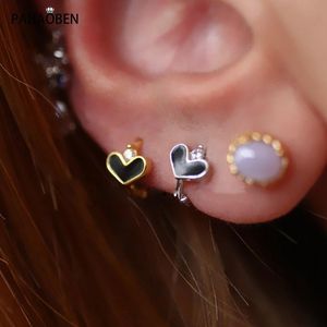 Hoop Earrings & Huggie 925 Sterling Silver For Women Love Temperament Mini Five-pointed Star Small Ear Buckle EarringsHoop