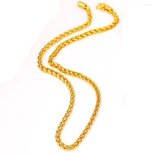 Ketten 4 mm breit, modische byzantinische Kette, Gelbgold gefüllt, klassische Herren- und Damen-Halskette, Schmuck, 60 cm lang