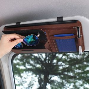 5 في 1 سيارات منظم مرآة ركاب استبدال Sunshade تخزين السيارة شمس مقوى مقطع جلدي لخزانة بطاقة صندوق التذاكر