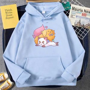 Hoodies للنساء من النوع الثقيل نحلة أنيمي و puppycat هوديي لطيف القطط للرجال/امرأة خمر هوديز harajuku sudaderas ملابس أنثى الملابس طويلة الأكمام w0306