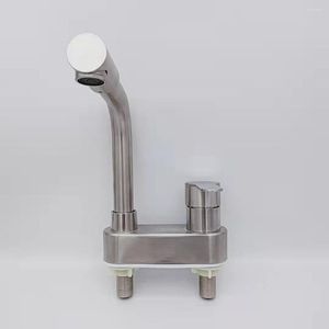 Badrumsvaskar kranar 304 Rostfritt stål tvättställe kran toalett kall och duplex enkelhandtag dubbel hål roterande huvud