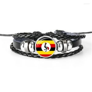 Bracelets de charme Toilândia Togo Uganda Vietnã Zâmbia Trinidad e Tobago Bandeira Mão de couro multicamada