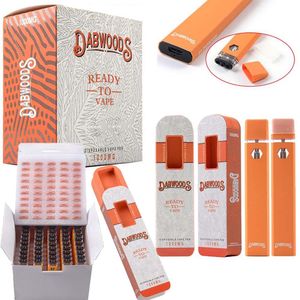 NEU EVA Dabwoods 10 Geschmacksrichtungen Einweg-Vape-Stifte 1 ml leeres wiederaufladbares Gerät dickes Öl 280-mAh-Batterie E-Zigaretten-Kits Visual Tank Pods Schaumpaket