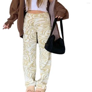 Women's Pants Woven Women Jeans High Waist Zebra Pattern Y2K Baggy Trousers