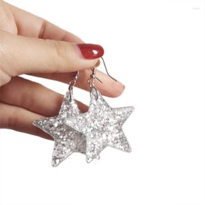 Kolczyki Dangle Web Celebrity Silvery Glitary Pentagram for Women Fashion Cute Star Girl's Jewelry Akcesoria E18167