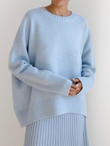 Damenpullover Herbst Winter Gestrickte Frauen Pullover Pullover Langarm Oansatz Lose Dicke Feste Frau Pullover Hohe Qualität Casual Dame Pullover 230306