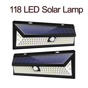 Güneş Duvar Işıkları 118 LED Su Geçirmez Işık Kontrolü Hareket Sensörü Güvenlik Güneş Paneli Işık Crestech168